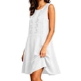 thumbnail image 5 of Ygbgbb Women's Embroidered Tank Mini Dress, Crew Neck Sleeveless, Loose Relaxed Casual Everyday Dress White L, 5 of 6