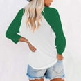 thumbnail image 5 of Delayuji Women Long Sleeve Round Neck Top Solid Color Color Matching Fashion Sleeves Casual T Shirt Green Xxl Polyester,Spandex Short Sleeve Shirts for Women, 5 of 7