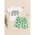 thumbnail image 5 of Aojekbee Baby Boys Shorts Set, Short Sleeve Letters Print T-shirt with Tractor Print Shorts Summer Outfit, 5 of 10