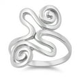 thumbnail image 1 of Tribal Wave Boho Wide Spiral Ring .925 Sterling Silver Band Jewelry Female Male Unisex Size 4, 1 of 4