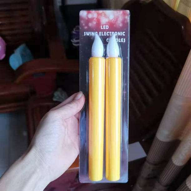 Velas LED sin llama, sin control remoto, velas flotantes colgantes, candelabros que funcionan con pilas con luz cálida parpadeante, velas falsas para decoraciones navideñas de fiestas de Halloween