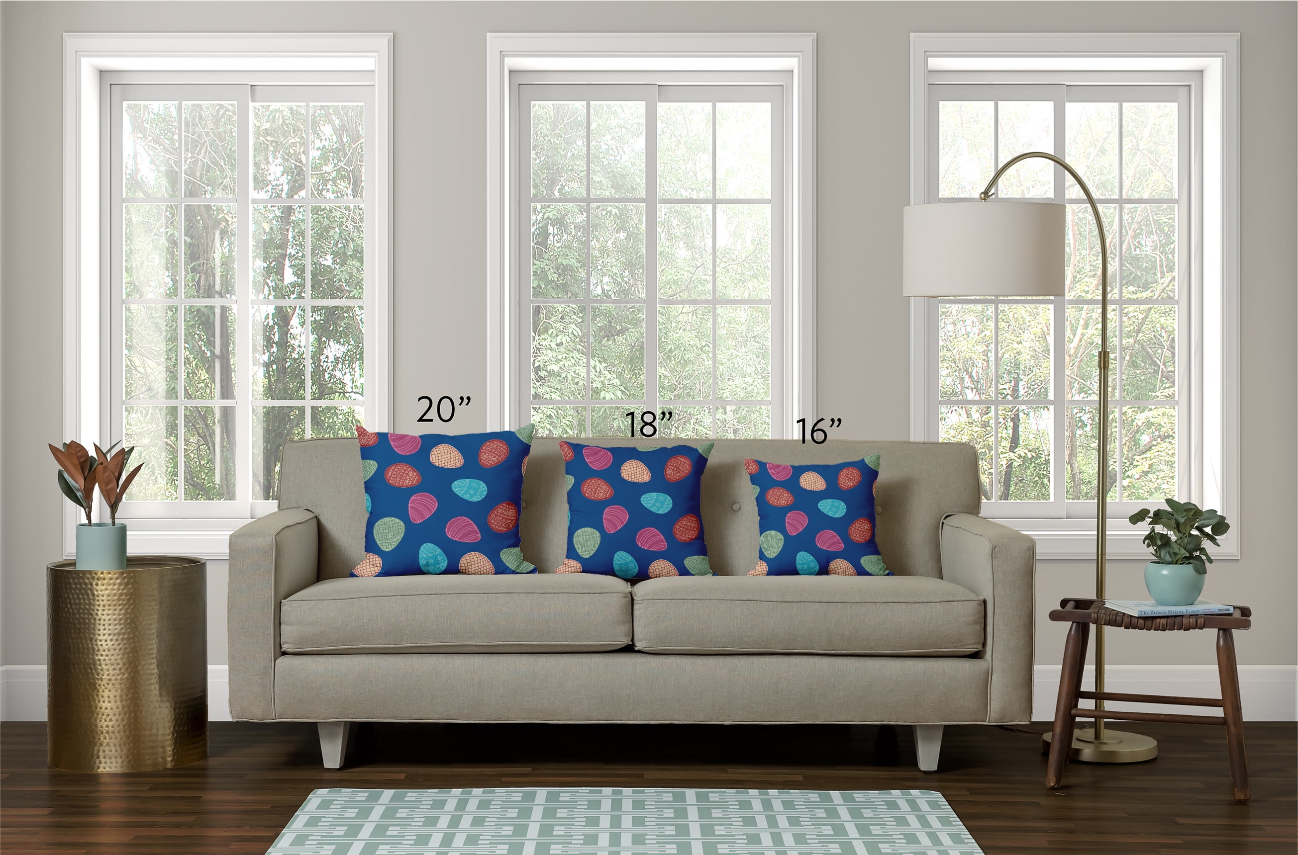Simply Daisy 26 in x 26 in Graphic Prints Easter Polyester Throw Pillow