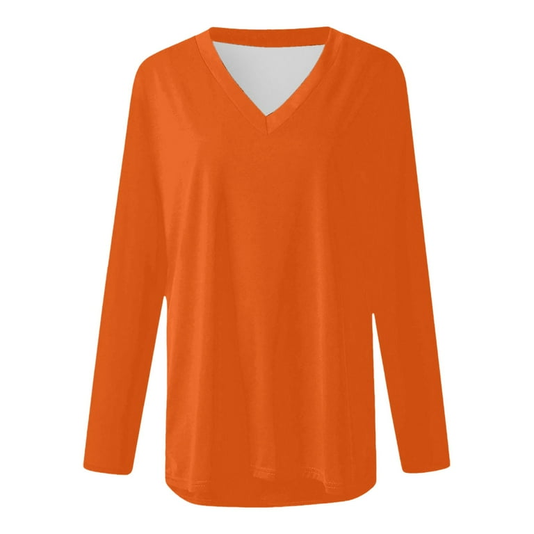 Sivvan SHIRT レディース カラー: オレンジ Lixiuxyad Comfortable Loose T Shirts Women's V Neck Solid Color