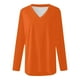 thumbnail image 3 of MHFRRA Camiseta de Manga Larga con Cuello En V y Color Liso para Mujer Naranja, 3 of 4