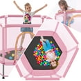 thumbnail image 6 of CZBZ 55'' Toddler Trampoline with Safety Enclosure Net, 4.5FT Indoor Mini Trampoline for Kids Ages 1-8 with Balls, Small Outdoor Full Anti-Rust Baby Trampoline, Gifts for Boys, Girls, 6 of 8