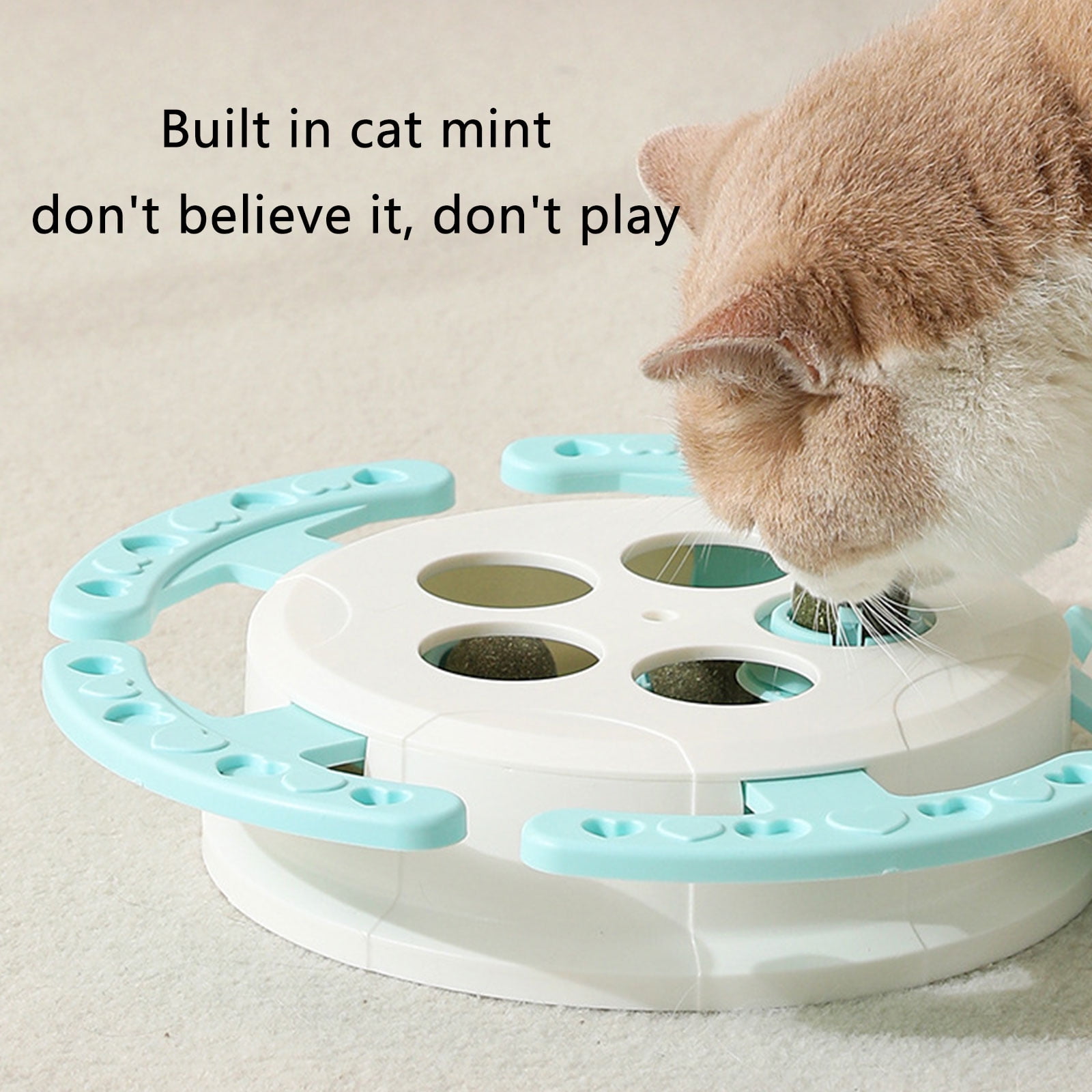 Puzzle Treat Game for Cats Interactive Cats Exercise Catmint Toy Treat Dispenser Teaser Toy for Indoor Cats Entertainment