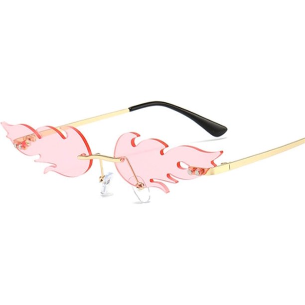 Gafas de sol de moda, gafas de sol con llamas de fuego, diseño de marca para mujer, gafas onduladas sin montura, gafas de sol estrechas de tendencia de lujo, ropa de calle femenina