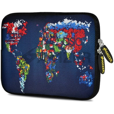 10.2 Inch Netbook Sleeve Case - Universal 10.5 Inch Soft Neoprene Designer Sleeve Case Pouch for 10.5 Inch Tablet, eBook, Netbook - Worldwide Map