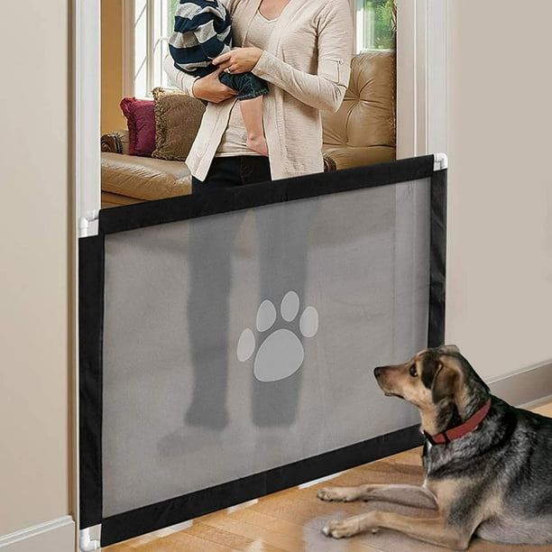 Barrière de sécurité pour chien, porte magique réglable, barrières  rétractables pour animaux de compagnie pour escaliers cuisine pliante  portable (180 x 72cm)