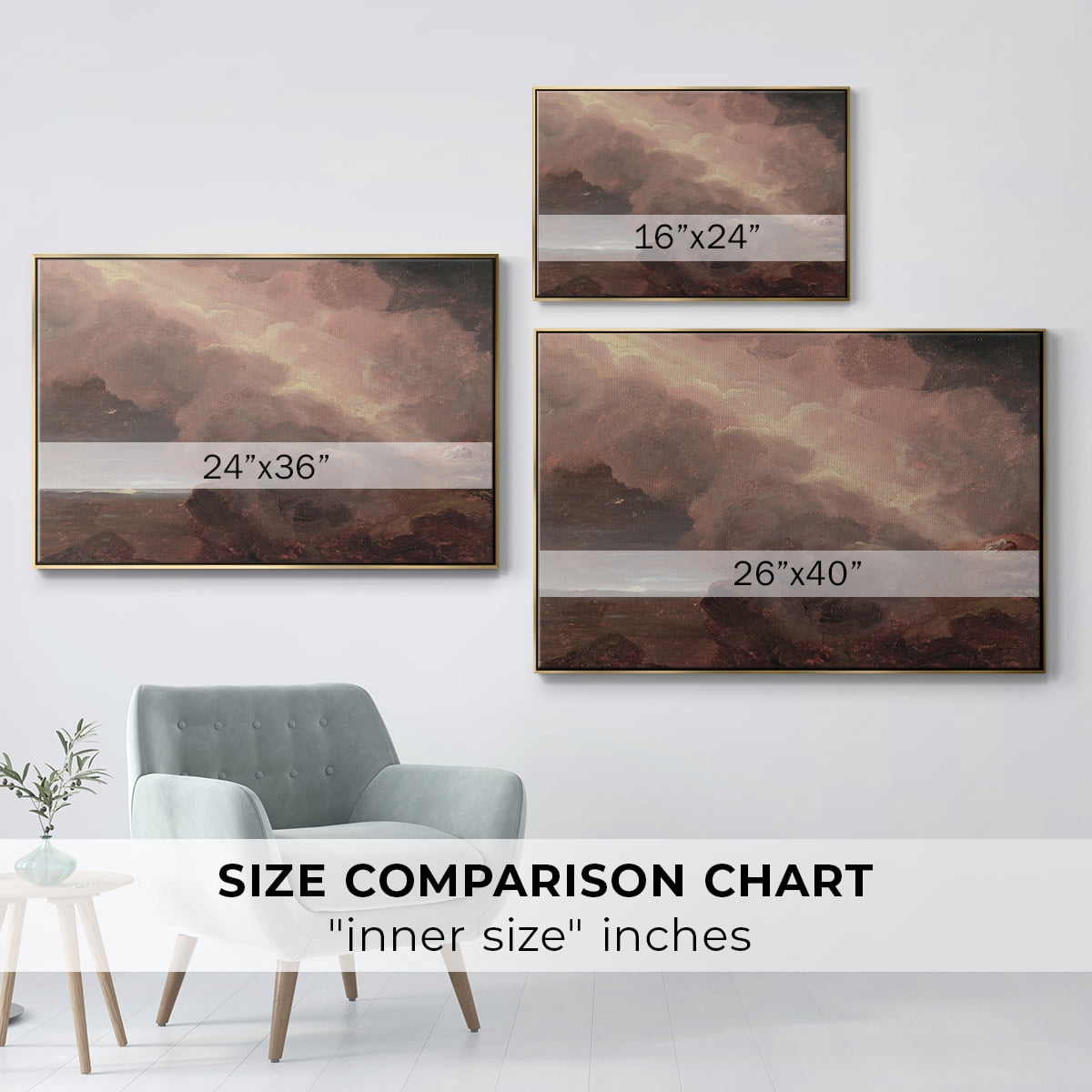 Vintage Landscape-CCCLXX By Wexford Home Framed in Gold Wood Gallery Wrapped Canvas 27 in. x 41 in.