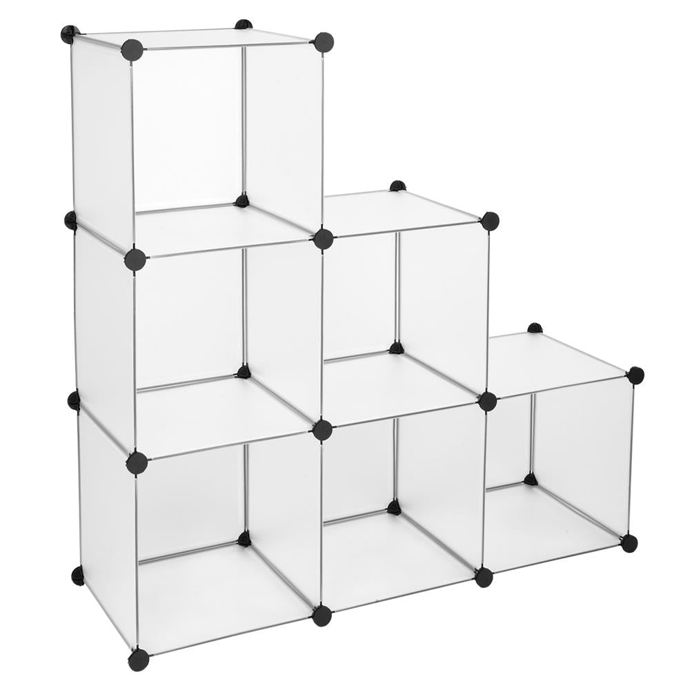 Zimtown 6-Cube DIY Portable Closet Bookcase, Modular Storage Organizer Rack System, White