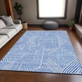 thumbnail image 3 of HomeRoots 672891 8 x 10 ft. Blue & Ivory Abstract Geometric Transitional Washable Machine Made Rectangle Area Rug with UV Protection, 3 of 7