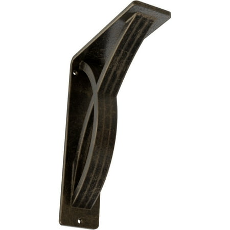 

Ekena Millwork 2 W x 5 1/2 D x 8 H Miller Wrought Iron Bracket (Triple center brace) Antiqued Pale Gold