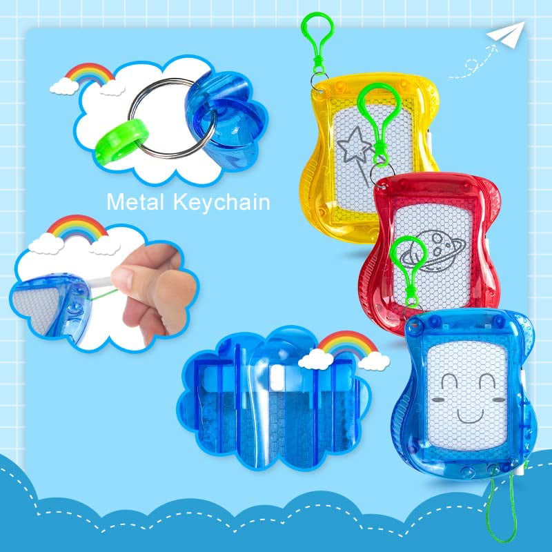 12 Pack Mini Drawing Board For Kids Bulk Backpack Keychain Clip Drawing  Boards, Erasable Doodle Ske