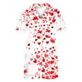 thumbnail image 5 of Valentine's Pajamas for Women Love Printed Lapel Pocket Short Sleeved Top+Shorts Pajama Sets, 5 of 5