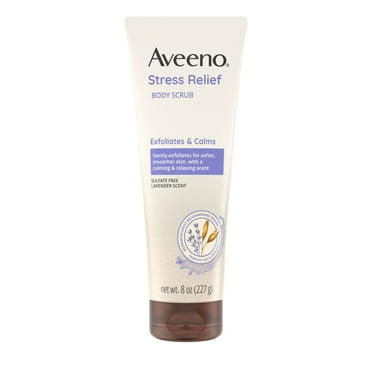 Aveeno Stress Relief Gentle Oat Exfoliating Bath and Body Scrub, Lavender Scented, 8 fl oz