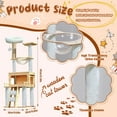thumbnail image 2 of Large Cat Tree with Removable Pads and Perches, 57.8-Inch Wooden Tower for Indoor Play, 2 of 9