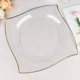 thumbnail image 3 of Balsa Circle 10 Square Clear 10" Disposable Salad Plastic Plates Wavy Gold Trim Party Events Tableware Decorations, 3 of 8