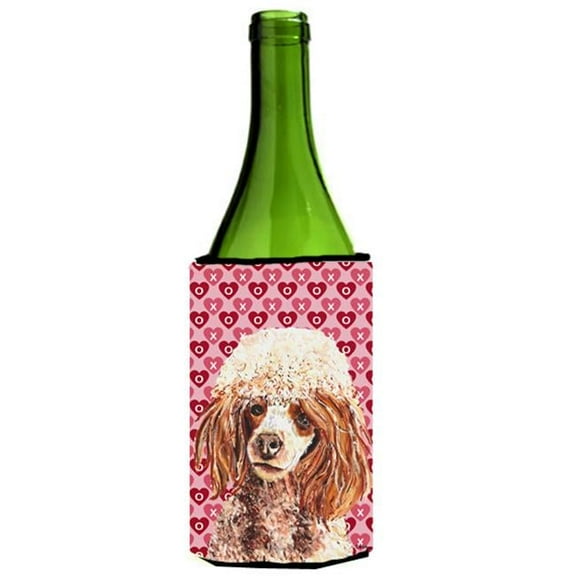 Red Miniature Poodle Hearts And Love Wine bottle sleeve Hugger 24 Oz.