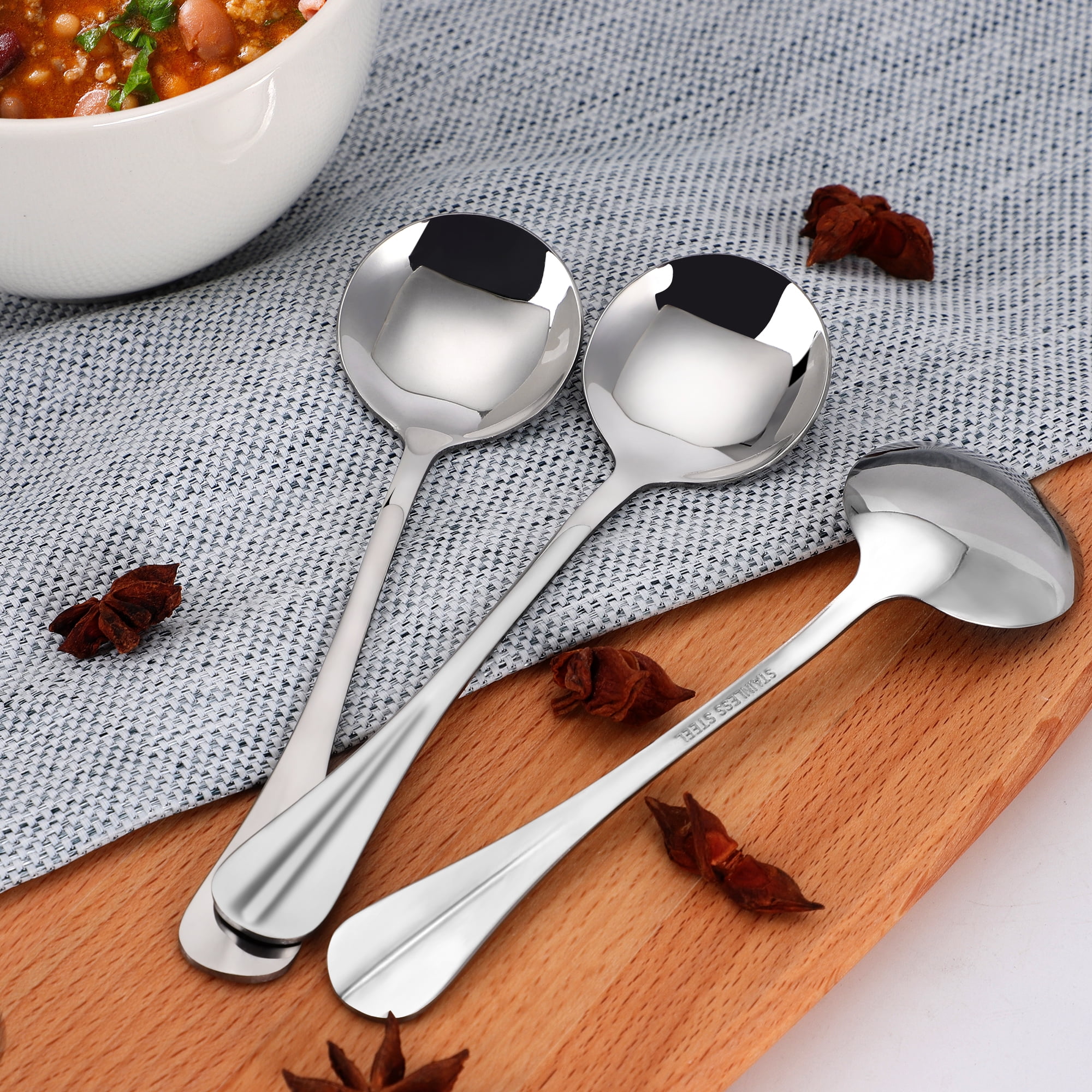 Unique Bargains Stainless Steel Household Kitchen Tableware Spoon 8pcs