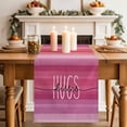thumbnail image 3 of Happy Valentine's Day Cotton Linen Table Runner for Dining Kitchen, Valentines Pink Gradient Striped Wedding Outdoor Party Tablerunners, Dresser Scarf Coffee Tablecloth Runners 13x72 Inches, 3 of 8