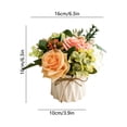 thumbnail image 3 of Plastics Potted Plants, Artificial Rose Bouquet Silk Roses Potted Flowers with Small Ceramic Vase Fake Flower Decoration for Tables Home Party Office Kitchen Dining Room Wedding, 3 of 6