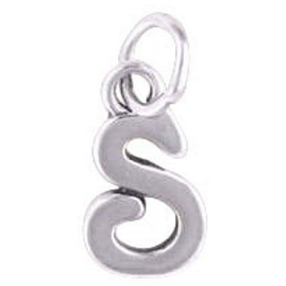 Sterling Silver 16" .8mm Box Chain Scrolled Letter S Pendant Necklace