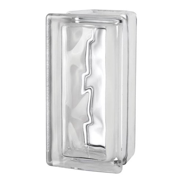 Seves 5002894 Double Nubio Allbend Glass Block, 8 x 4 x 4 in. Pack of