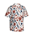 thumbnail image 3 of Xecao Red Blue Leaves print Hawaiian shirt - a stylish short-sleeve button-down for men, perfect for casual beach and tropical outings., 3 of 9