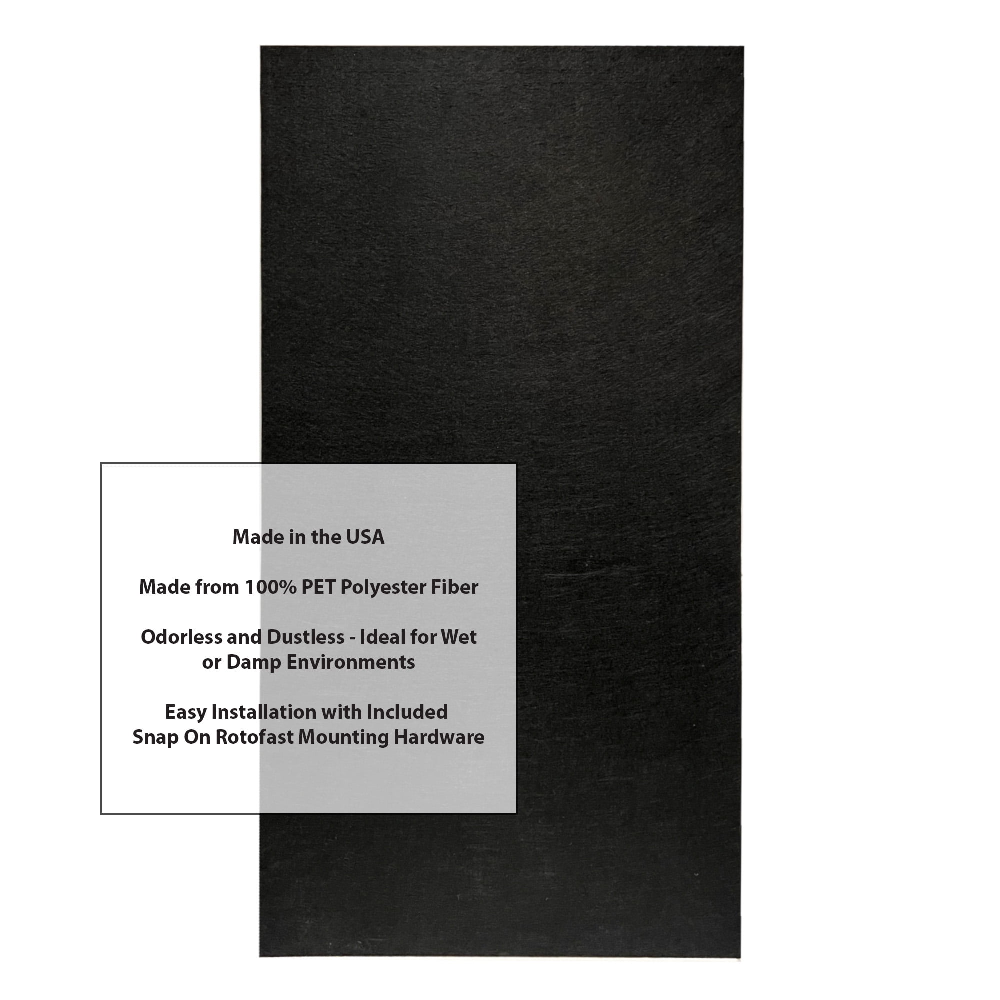ATS Acoustics PET Acoustic Panel, Polyester, Water Resistant, 24" x 48" x 1" (Black)