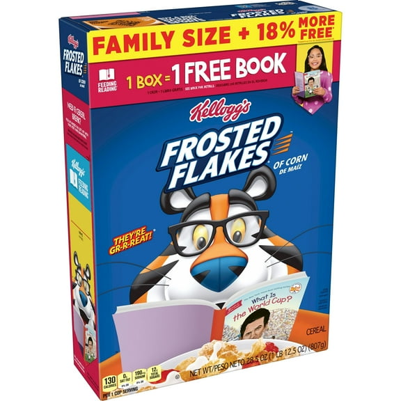 Kellogg's Frosted Flakes Original Cold Breakfast Cereal, Family Size, 28.5 oz Box
