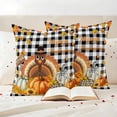 thumbnail image 3 of Thanksgiving Outdoor Waterproof Pillow Covers, Fall Turkey Pumpkin Maple Leaf Black Plaid Decorative Square Throw Pillowcase Sofa Cushion Sham for Patio/Couch/Chair, 26"x26" 2 Pack, 3 of 8