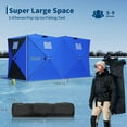 thumbnail image 3 of Pop Up Ice Fishing Shelter with LED Light Strip, Windproof Insulated Ice Fishing Tent Portable Hub Frame for 6-8 Person Winter Ice Fishing, Blue+Black, 3 of 7