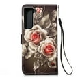 thumbnail image 3 of For Samsung Galaxy S23 Plus 5G Case, Mantto PU Leather Phone Case With Hand Rope Strap Cute Painted Flip Card Wallet Slots Kickstand Case For Samsung Galaxy S23 Plus 5G - Rose Flower, 3 of 8