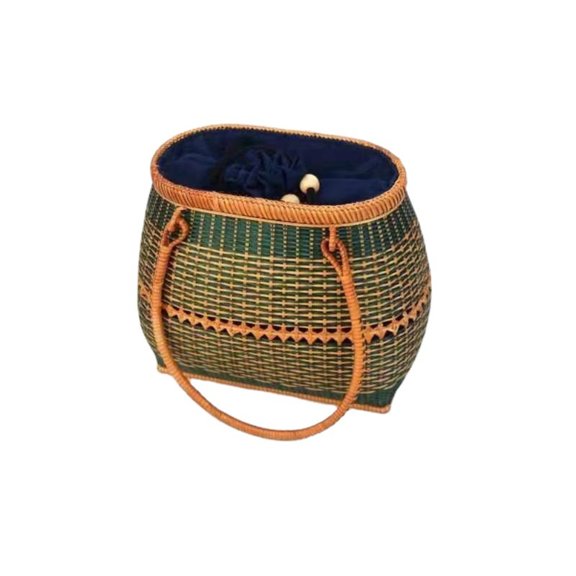 Bamboo Handmade Weaving Handbag Rattan Bag Vintage Style Tote Bamboo Basket Bag