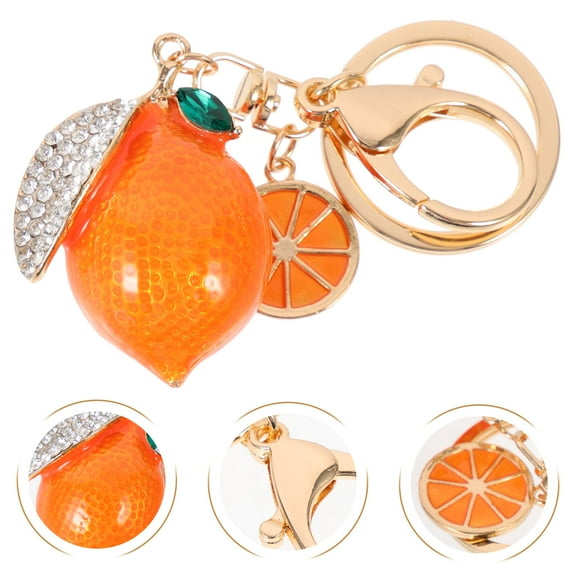 KONTONTY Elegant Orange Lemon Shape Alloy Key Pendant for Keychain and Bag Hanging