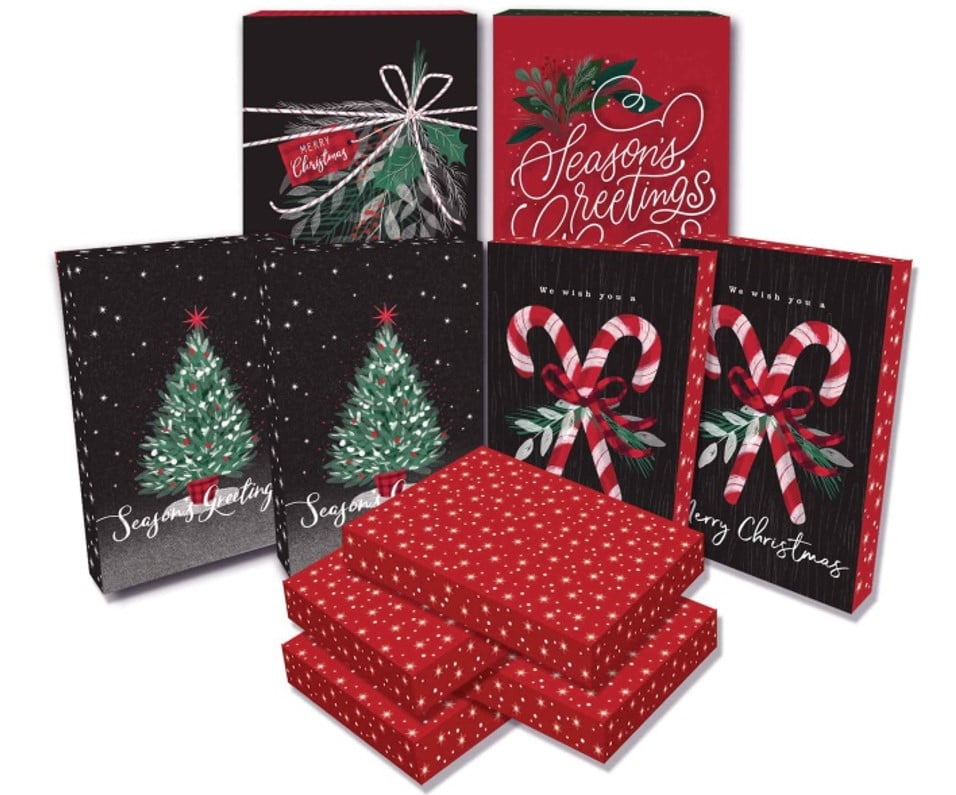 Holiday Time 10PK SNS GR Tree Folding Gift Box
