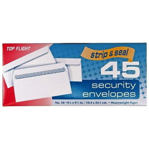 Top Flight #10 Security Envelopes Strip and Seal Closure 4 1/8 x 9 1/2-Inches (Pack of 24)