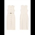 thumbnail image 2 of Vestidos de Trabajo para Mujer 2025, Vestido Formal Sin Mangas con Botones, Elegantes Conjuntos de Oficina con Cinturón. Beige L, 2 of 5