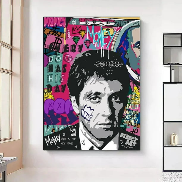 Lienzo Banksy Estilo Pulp Fiction: Impresión Giclée De Arte Callejero - Cuadro Enmarcado Múltiples Tamaños