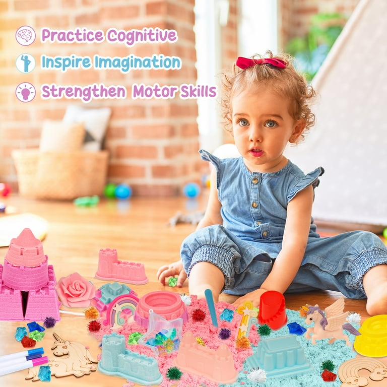 KiddiTouch Sensory Bin, Non-Sticky Kinetic Sand, 3 Colors with