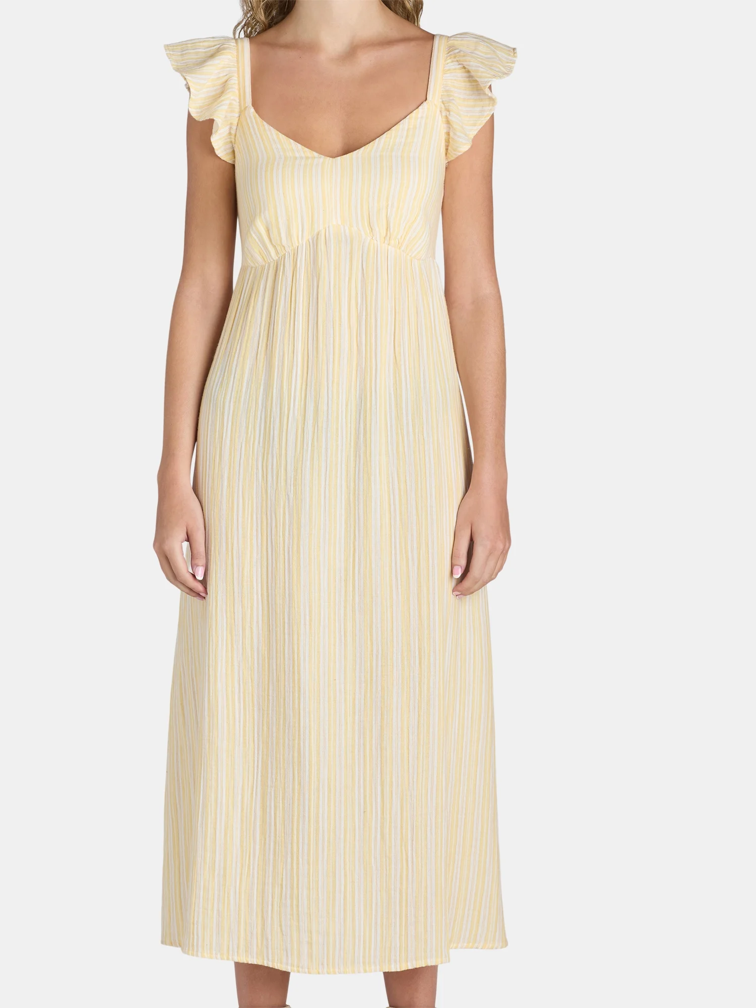 Time And Tru Women's and Women's Plus Midi Dress with Flutter Sleeves, Sizes XS-4X