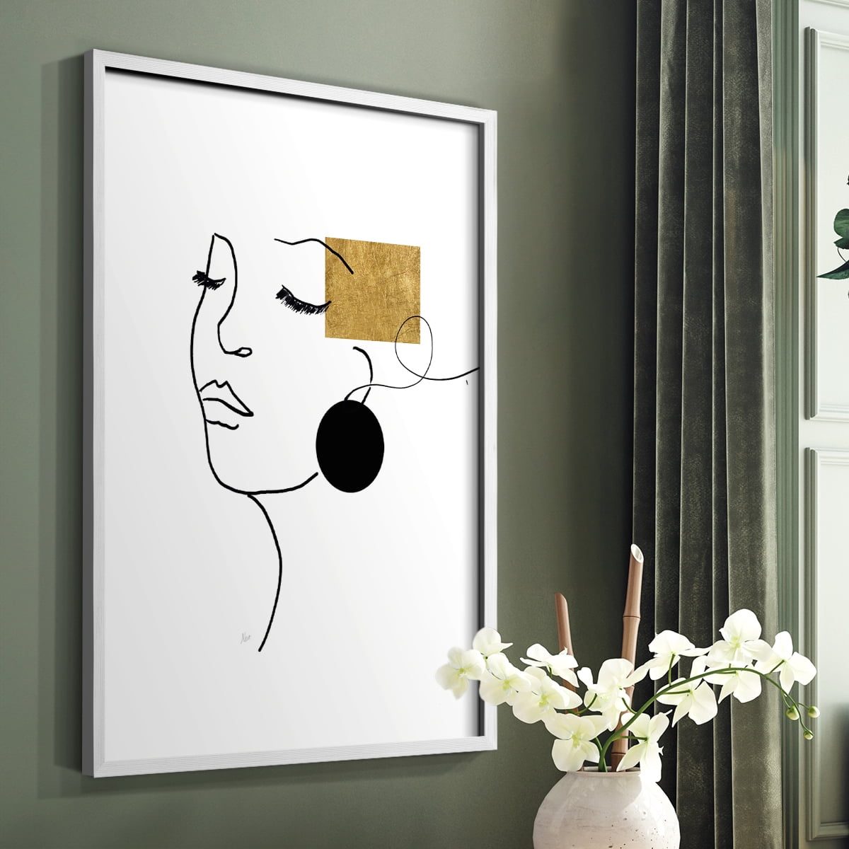 Shapes and Lines II in White Solid Wood 8 x 10 Framed Print