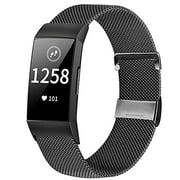 Relting Stainless Steel Mesh Watch Band for Fitbit Charge 3/Fitbit Charge 4/Fitbit Charge 3 SE/Fitbit Charge 4 SE, Metal Replacement Sports Loop Strap for Women Men