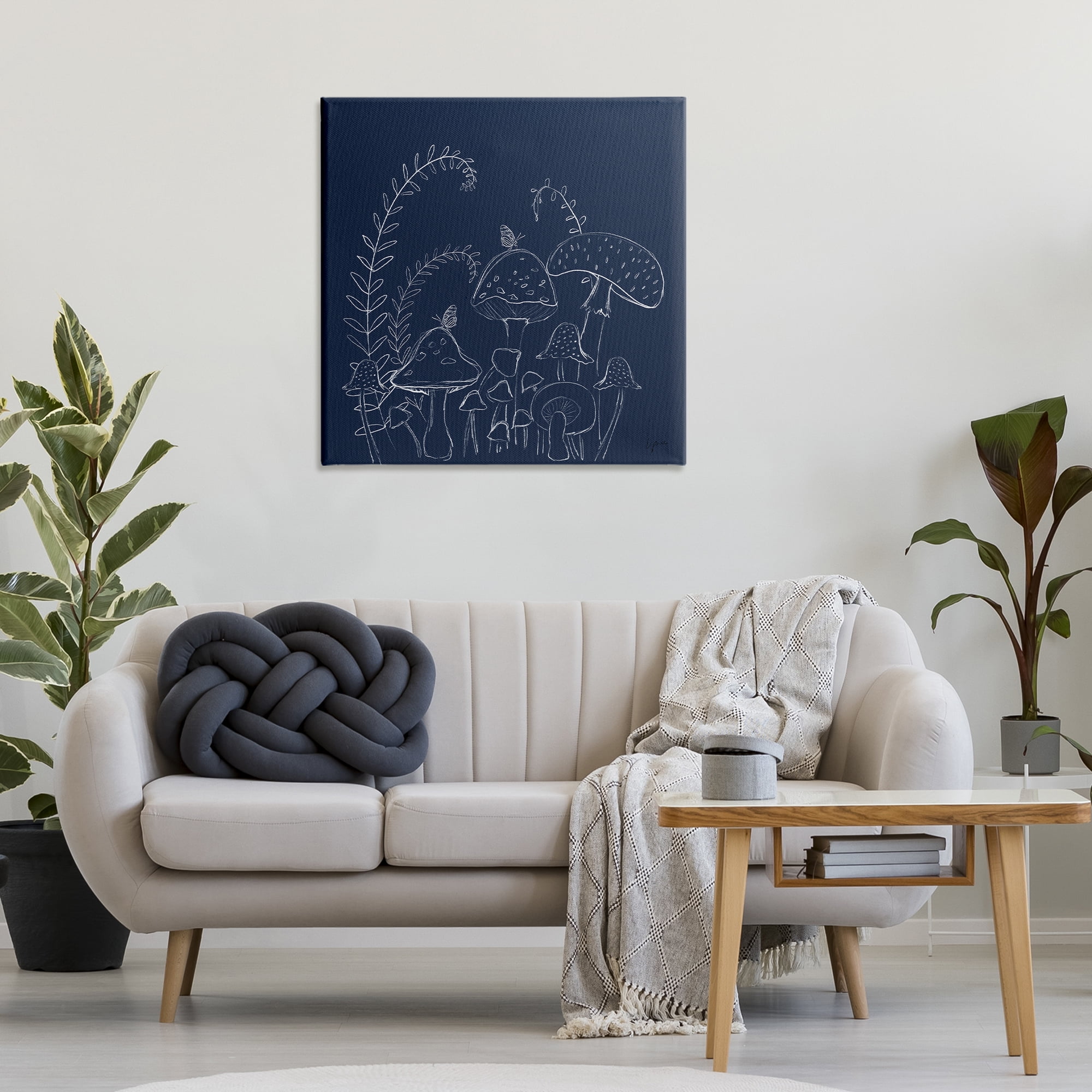 Stupell Industries Happy Mushroom Garden Plants & Flowers Painting Wrapped Canvas Art Print Wall Art, 30 x 30