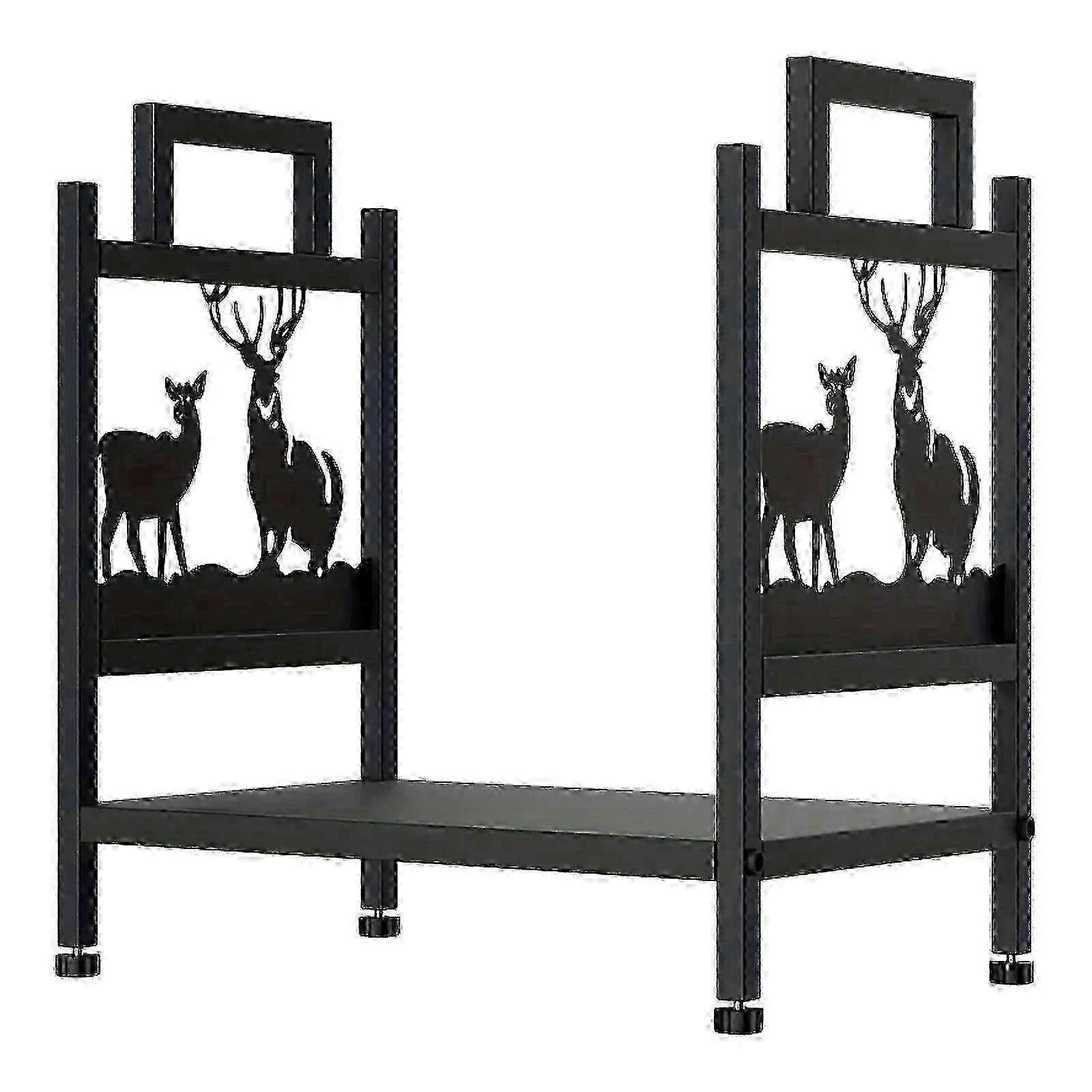 2025 Freestanding Rustic Metal Firewood Log Rack Indoor Fireplace Decor ...