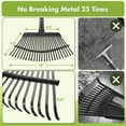 thumbnail image 4 of BsBsBest Rake for Leaves, Heavy Duty Garden Leaf Rake for Lawns, 79" Adjustable 25 Tines Metal Yard Rake, 4 of 5