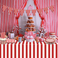thumbnail image 4 of Carnival Circus Party Supplies, Red and White Stripes Party Decorations, Includes Paper Plates, Cups, Napkins, Carnival Tablecloth, Flag for Birthday Carnival Baby Shower Christmas, Serves 20, 4 of 7