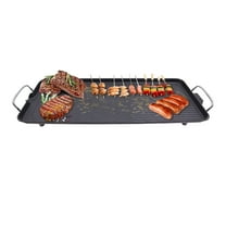 1500W Black Electric BBQ Grill, 26.77×11.02in Non-stick Area. 5-Temp, Tabletop. Anti-scald Handles. 1-6 People, Indoor/Outdoor