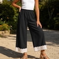 thumbnail image 5 of SHTXOZHI Girl's Wide Leg Pants Loose Elastic Waist Lace Trimmed Pants Casual Outdoor Boho Beach Vacation Bottoms, 5 of 8